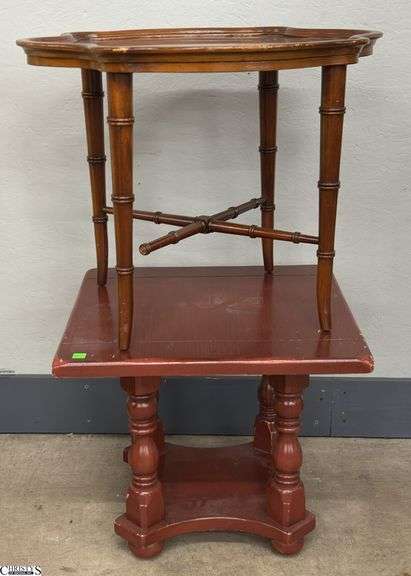 2 Wooden Side Tables - 24" x 18" of largest - one table is damaged image