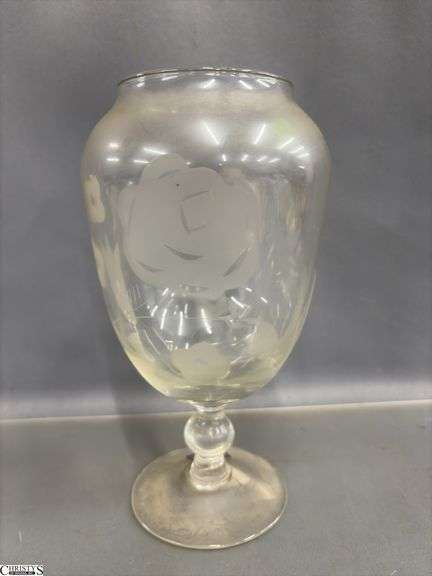 Crystal Lidded Dish, Basket, Footed Vase, Decanter, Some Wear 10"