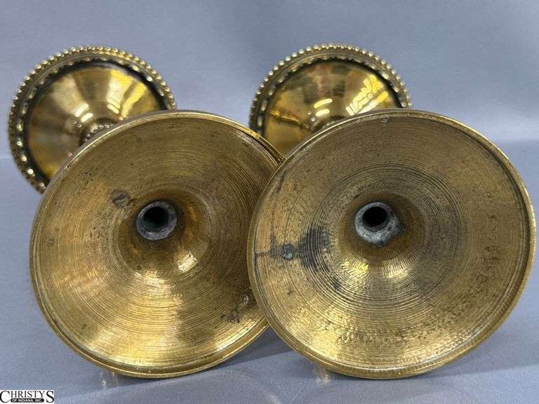 Pair of Brass Church Candle Holders 7.25"