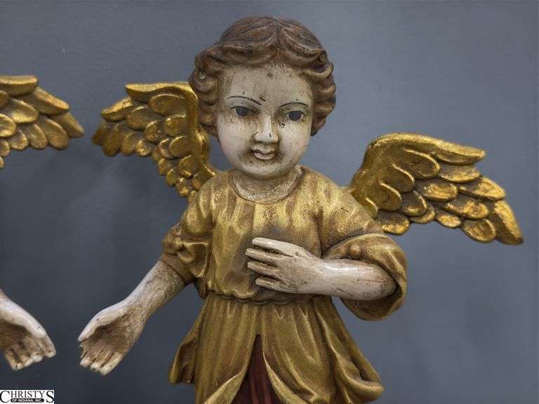 Pair of Angels Made In Philippines 9", Finger Chipped, Looks Like Wing Was Repaired