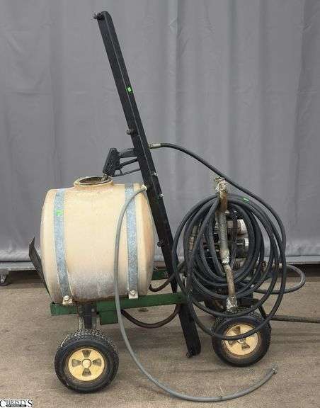 Pull Behind Gas Powered Liquid Sprayer - Briggs & Stratton Engine - Shows wear, Untested - 62" from hitch to end image