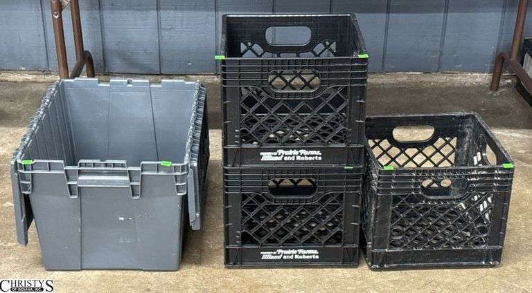 Flip Top Storage Tote and 3 Milk Crate Bins image