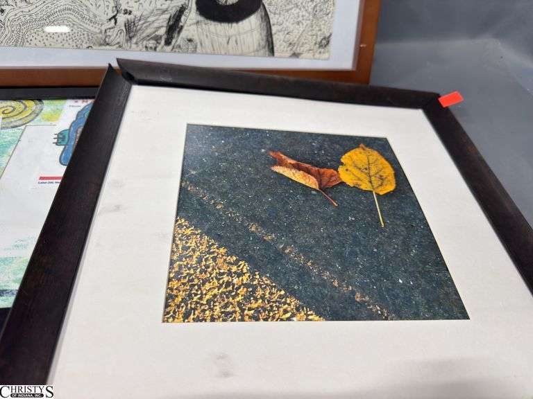 4 Framed Student Artwork, Damaged Frame 21x17"