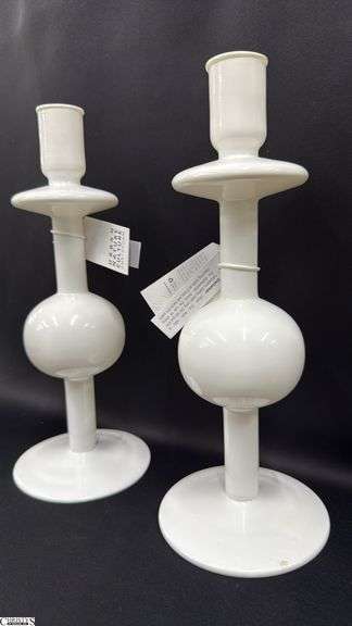 Pair of Urban Nature Culture Recycled Glass Candle Sticks 12.5"
