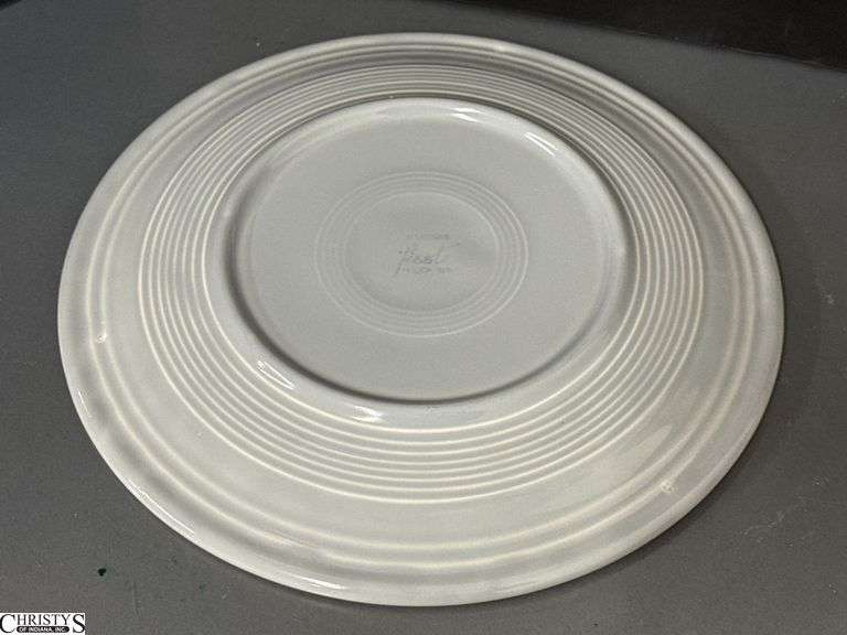 10pcs Fiesta Gray Dishes - Charger Platter, Plates, Bowls, Salt and Pepper - 12" of largest