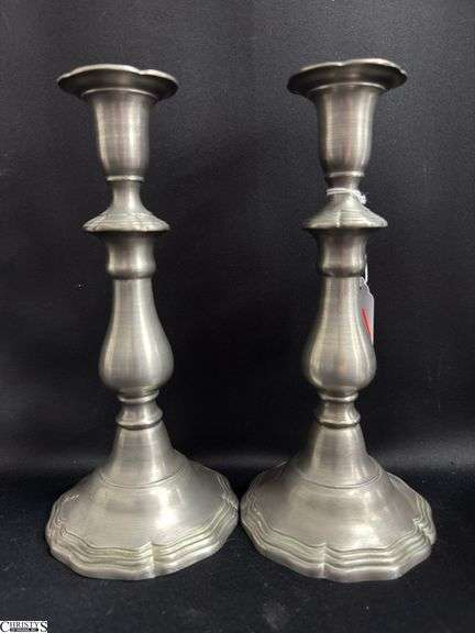 2 Pair of Pewter Candle Sticks, One Pair Marked Colonial Cast Co Tallest 9"