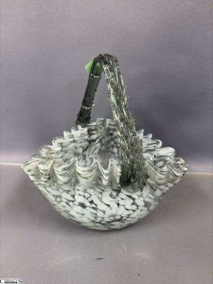 West Moreland Blue Santa On Sleigh, Lidded Piano St Claire Glass Works, Hand Made Glass Basket, Cobalt Dish