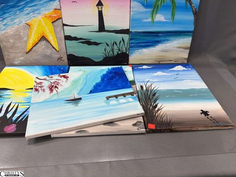 10 pcs Painting on Canvases, Beach Themes, Sail Boat and Other 11x14"