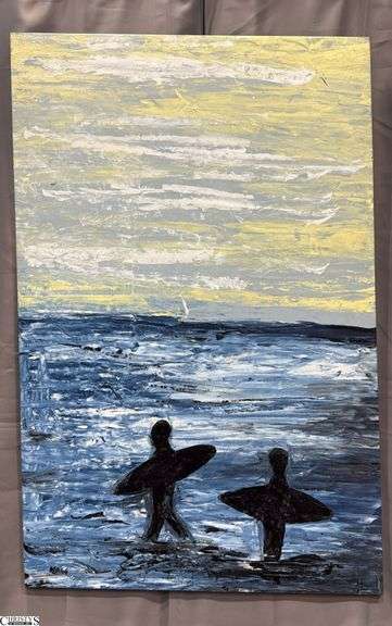 Jorge Hagg Surfs Up, Acrylic Painting on Canvas, Measures 35x55"