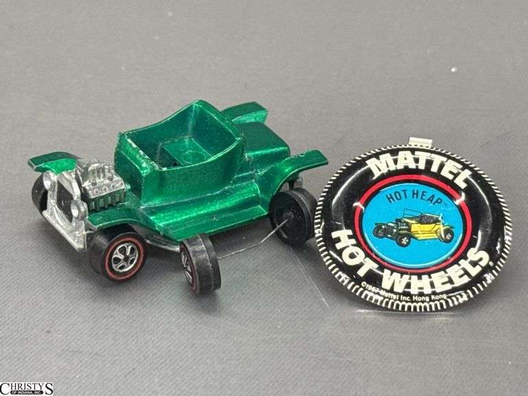 Hot Wheels Red Line Hot Heap and Button - Shows Wear, Missing back tires - 2"