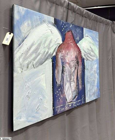 Abstract Painting on Canvas of Angel Signed By The Artist 55"x35"