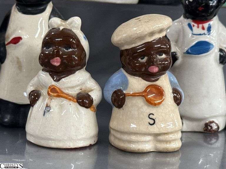 Black Americana Salt and Pepper Shakers, Tallest 5"