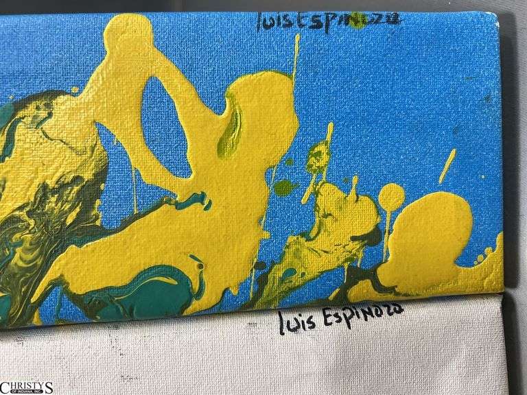 3 Acrylic Paintings Signed By Luis Espinoza Artwork Largest 47x13"