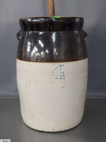 #4 Crock Butter Churn - 43" T - lid will not come off