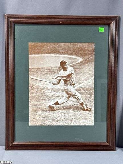 Mickey Mantle and Joe DiMaggio Framed Under Glass Baseball Photo Prints.  18"x 22"