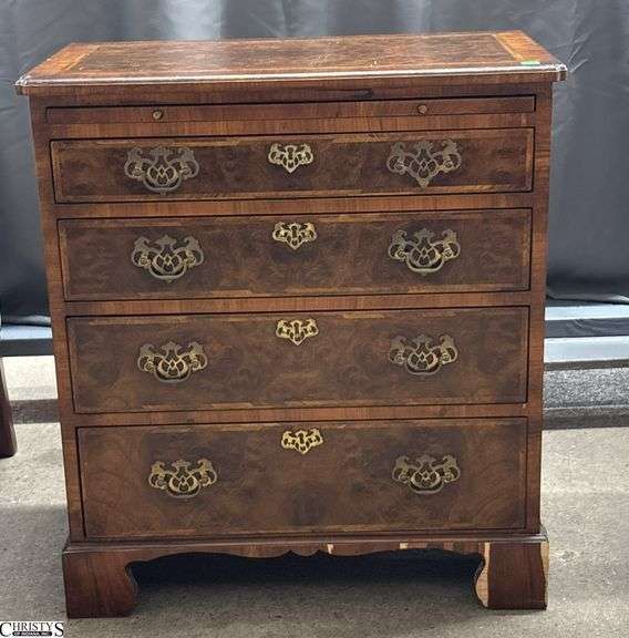 Burled Veneer 4 Side Table - 26" x 15.5" x 28" - some chipping to veneer around base image