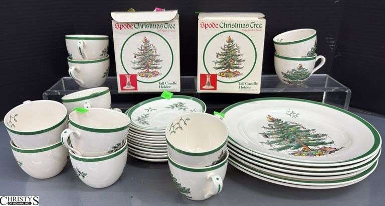 Spode Christmas Tree China, Plates, Saucers, Cups, Candlesticks -  10" of dinner plate image