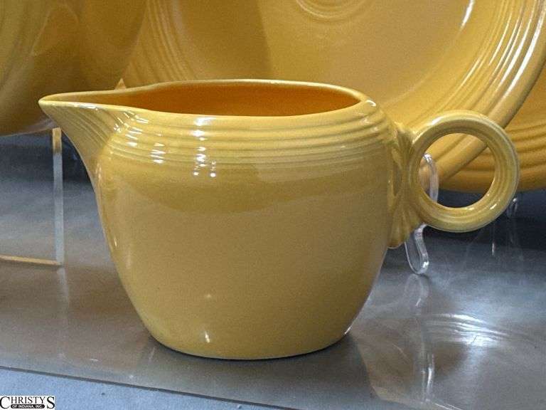 11pcs Fiesta Yellow Dishes - Charger Platters, Large Disk Pitcher, Saucers, Plate, 2 Pint Pitcher- 14" of largest