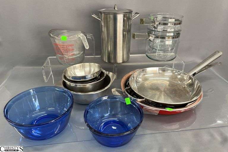 Glass Measuring Cups, Glass Double Boiler, Copper Pan, Stainless Pot With Lid image