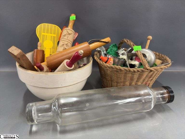 Crock Bowl, Cookie Cutters, Glass Rolling Pin, Mini / Child Rolling Pins image
