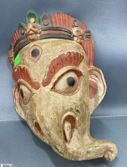 Carved Thai Style Elephant Mask - 11" image