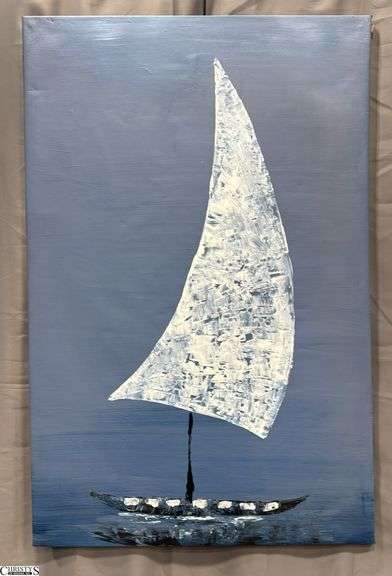 Samuel Tinoco Boat #9, Acrylic Painting on Canvas, Measures 35x55"