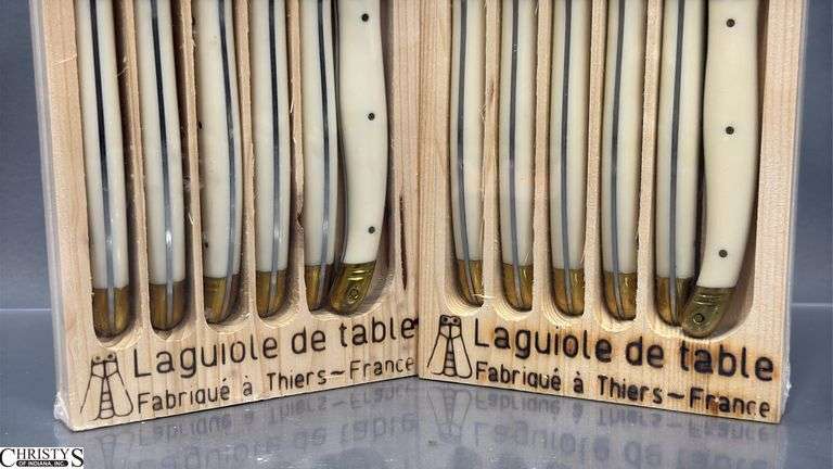 2 Sealed Packs of Laguiole, Dubost of France Ivory and Brass Cap Knives