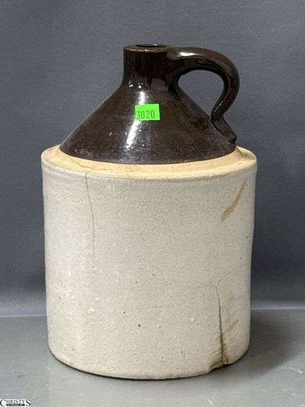 10" Stoneware Crock Jug - has visible crack, some crazing image