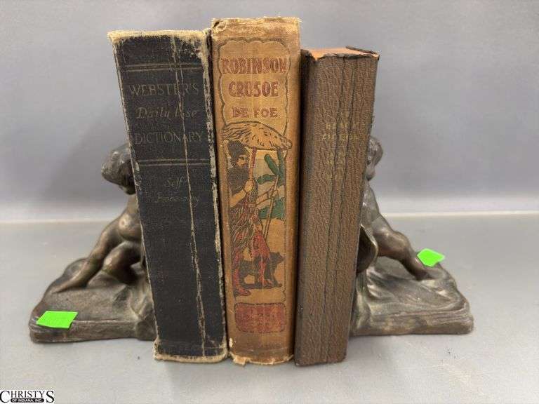 Brass Figural Book Ends, 3 Books image