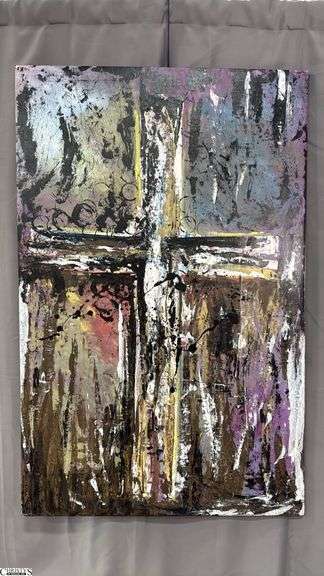 Samuel Tinoco Cross, Multi Color Acrylic Painting On Canvas 35x56"