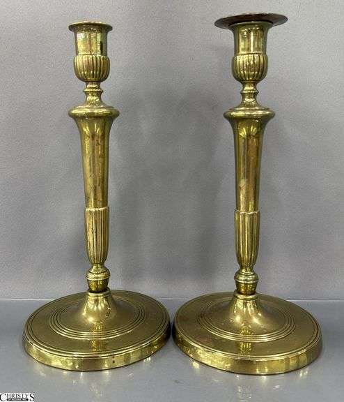 4 Brass Candle Sticks, Tallest 11.5", Missing Insert