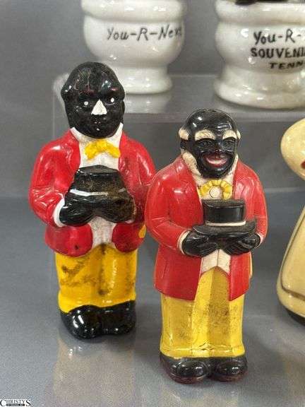 Black Americana Salt and Peppers, Aunt Jemima and Uncle Mose, Tourist Souvenirs Tallest 5"