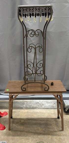Plant Stand and Small Folding Side Table 21"x10"x17" image