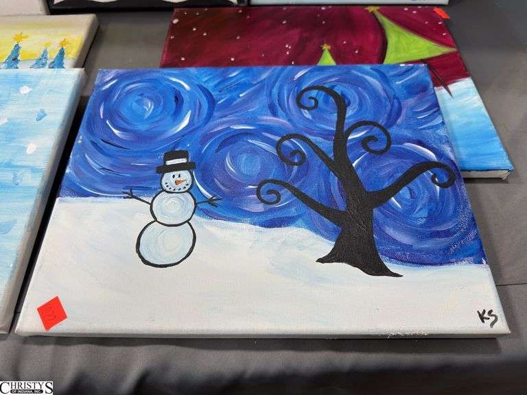10 Canvas Paintings, From Painting Party Snowman, and Winter Scenes, Holiday Styles 11x14"