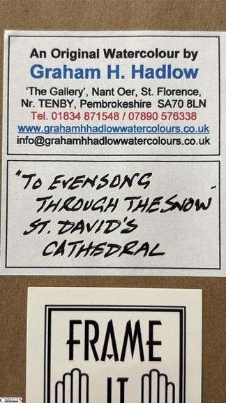 "To Evensong Through The Snow" St David's Cathedral Original Artwork By Graham H. Hadlow Measures 21x17"