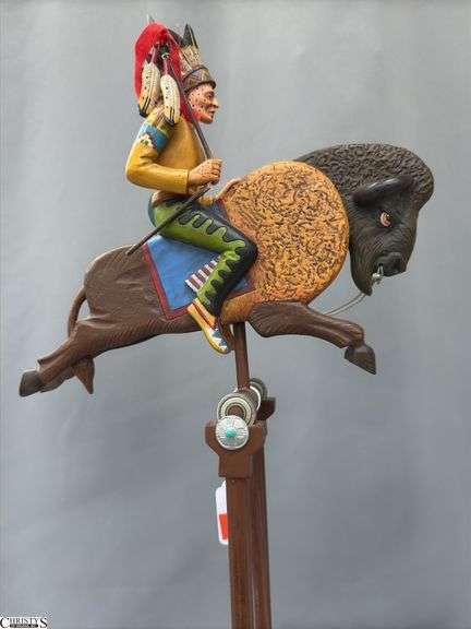 Rocking Pendulum Native American On Buffalo, Robson Design 24" Tall