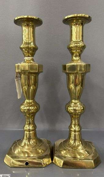 4 Brass Candle Sticks, Tallest 12" One is Loose