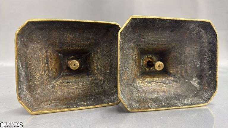 4 Brass Candle Sticks, Early English Push Up Styles, Tallest 10"
