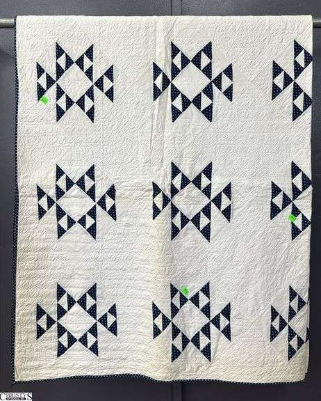 Navy Blue and White Quilt 72x88" image