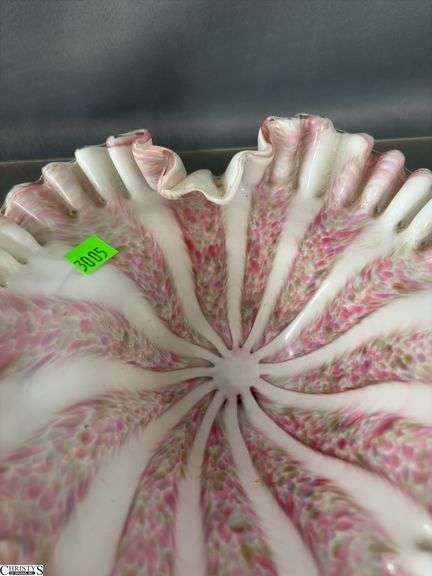 Ruffled Edge Murano Style Art Glass Dish - 10" x 9"