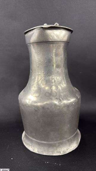 Pewter Lidded Pitcher With Acorn Topper 10.25"