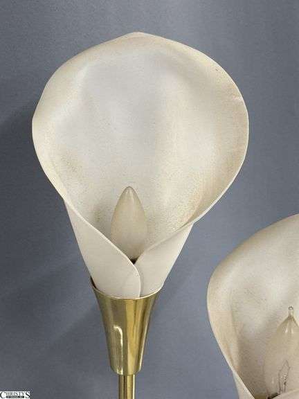 Brass Mid Century Cala Lilly Table Lamp (Shades are Composite) 26" Tall