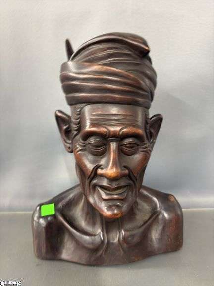2 Carved Wood East Indies Style Busts - 9.5" x 13" of largest - on is chipped