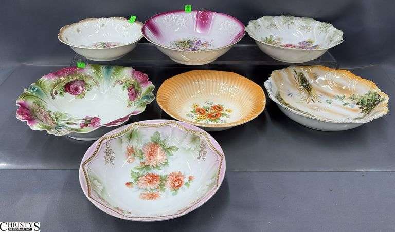 7 China Bowls - Bavarian, German, and Others - 10" of largest image