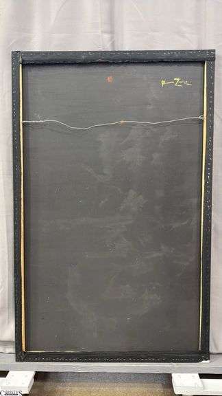 Alummoa Zumigo Abstract, Black Background, Multi Color Mixed Media and Oil Painting On Canvas 35x56"
