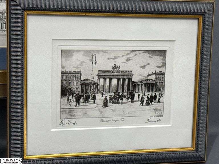 3pcs Framed Prints, Trinity Church, Berlin's Gendarmenmarkt and Brandenburg Gate, Largest 12x15"