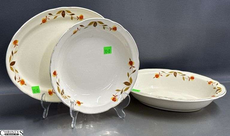 3 Hall's Jewel Tea Bowls and Small Platter - 11" of platter image