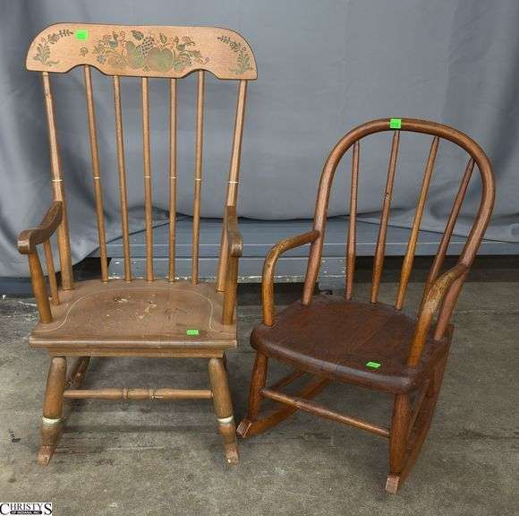 2 Childs Rocking Chairs - 29" T - 10" seat of largest image