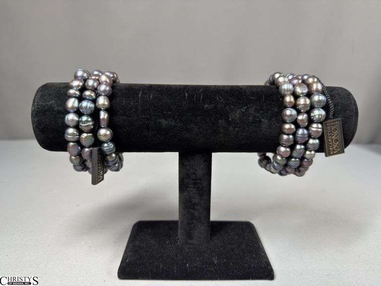 2 Sets of 3 Honora Collection Multi-Colored Pearl Bracelet Sets in Honora Box with Honora Cloth Bag image