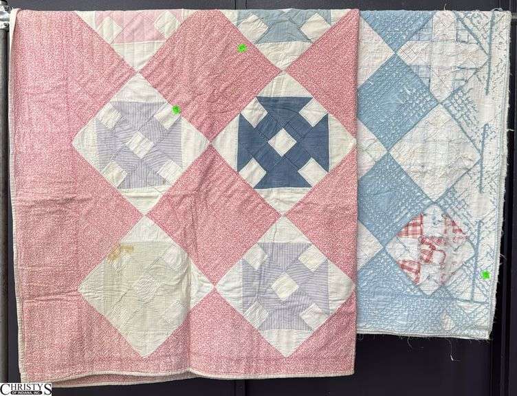 Light Blue Quilt (Lots of Wear) Pink and Purple Quilts 76x84" image